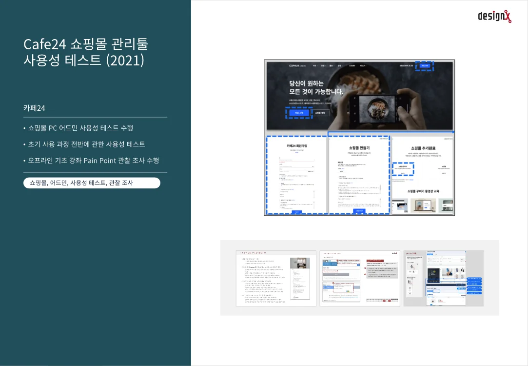 카페24 Cafe24 쇼핑몰 관리툴 사용성 테스트 슬라이드 1: 프로젝트 개요